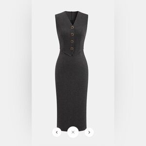 Commense 2 in 1 Waistcoat Sleeveless Bodycon Dress 🩶